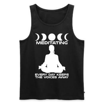 Méditation Qigong Méditation Yoga - Débardeur bio Premium Homme - noir - Devant - AI Model Male 178 light (178cm)