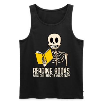 Books Reading Book Skeleton Bookworm - Männer Premium Bio Tank Top - Schwarz - Vorne - Michal (187cm)