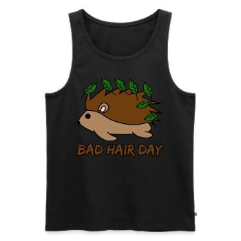 Hedgehog with Bad Hair Day Hedgehogs - Men's Premium Organic Tank Top - black - Front - Michal (187cm)