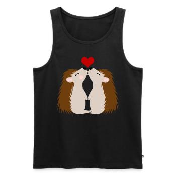 Hedgehog Kissing Hedgehogs - Men's Premium Organic Tank Top - black - Front - AI Model Male 178 light (178cm)