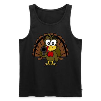 Dinde avec pistolet Dindes de Thanksgiving - Débardeur bio Premium Homme - noir - Devant - Michal (187cm)