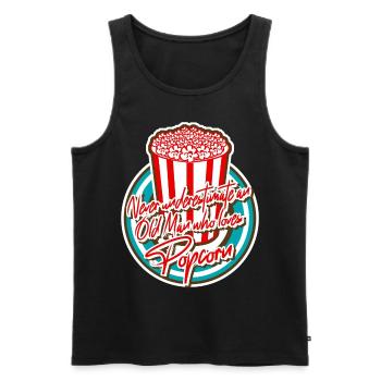 Blague sur le pop-corn - Débardeur bio Premium Homme - noir - Devant - Michal (187cm)