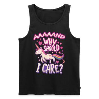 Einhorn, warum sollte ich mich für lustige Kinder interessieren? - Männer Premium Bio Tank Top - Schwarz - Vorne - Michal (187cm)