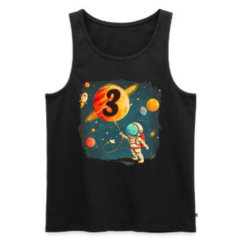 Astronaut Junge 3. Geburtstag Buntes Universum - Männer Premium Bio Tank Top - Schwarz - Vorne - Michal (187cm)