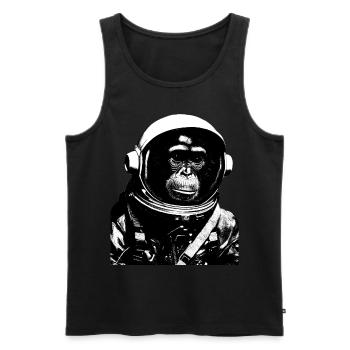 Space Monkey Astronaut Suit Astronomy Moon Landing - Men's Premium Organic Tank Top - black - Front - AI Model Male 178 light (178cm)
