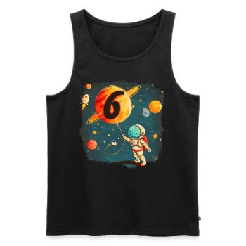 Astronaut Junge 6. Geburtstag Buntes Universum - Männer Premium Bio Tank Top - Schwarz - Vorne - Michal (187cm)