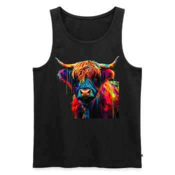 Niedliche Highland-Kuh Schottische Highlands Bunt - Männer Premium Bio Tank Top - Schwarz - Vorne - AI Model Male 178 light (178cm)
