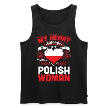 Mon cœur appartient à une femme polonaise amour Saint-Valentin - Débardeur bio Premium Homme - noir - Devant - Michal (187cm)