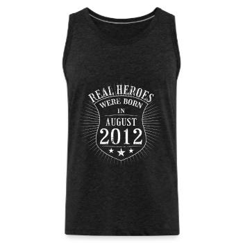 Real Heroes were born in August 2012 Birthday - Men's Premium Organic Tank Top - charcoal grey - Front - Alexander (188cm)