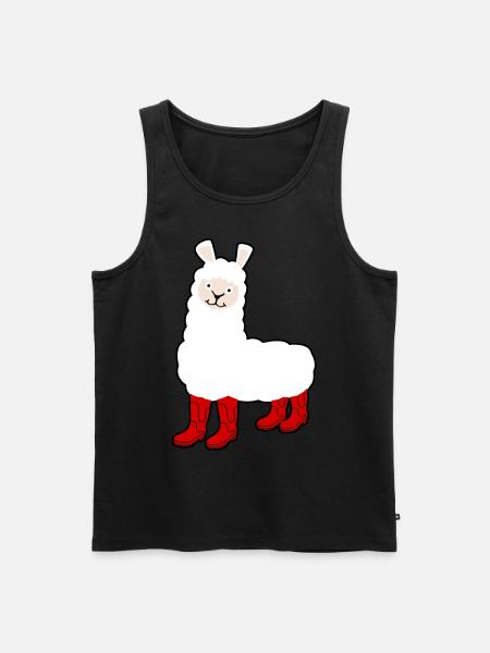 Alpaca with Red Rain Boots - Men's Premium Organic Tank Top - black
