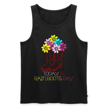 Red Rain Boots with Flowers - Men's Premium Organic Tank Top - black - Front - Michal (187cm)