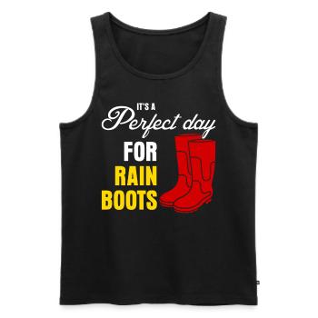 Rain Boots - Men's Premium Organic Tank Top - black - Front - AI Model Male 178 light (178cm)