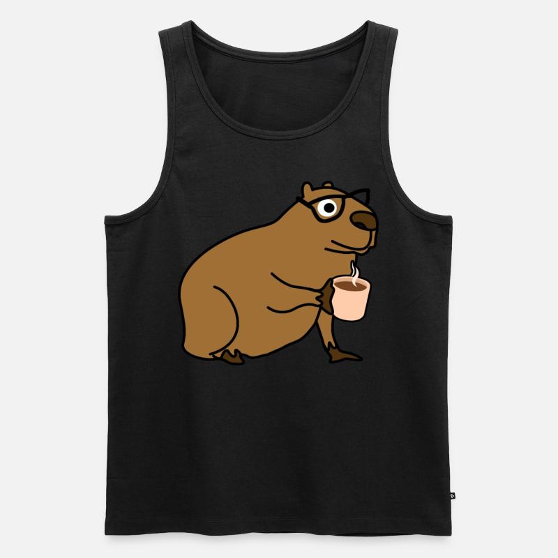 Capybara Coffee Capybaras - Männer Premium Bio Tank Top - Schwarz