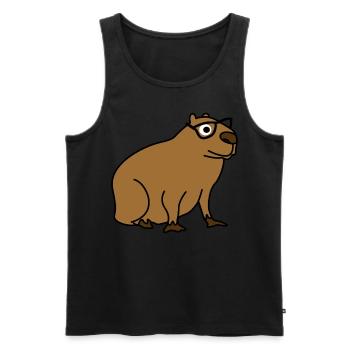 Capybara avec lunettes Nerd Capybaras - Débardeur bio Premium Homme - noir - Devant - AI Model Male 178 light (178cm)