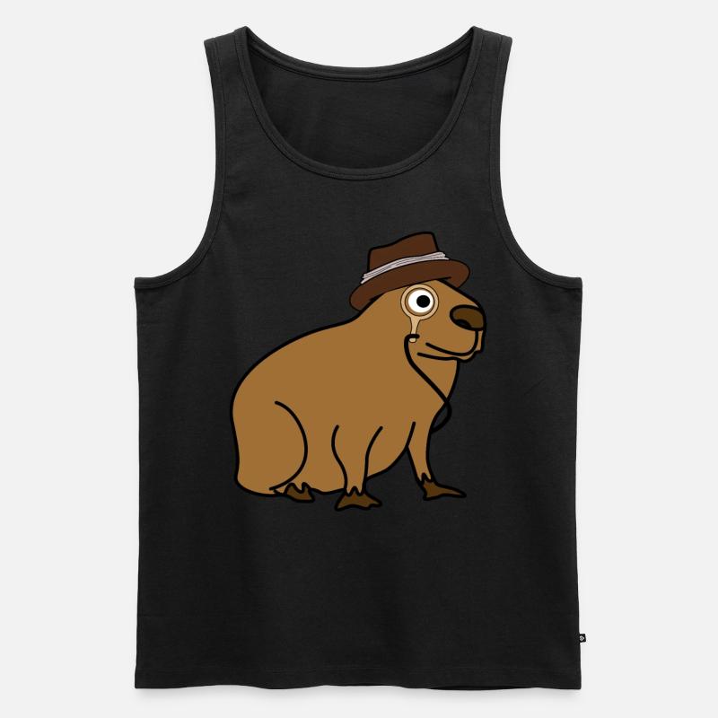 Capybara avec Cap Capybaras - Débardeur bio Premium Homme - noir