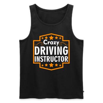 Crazy Driving Instructor Professeur de conduite - Débardeur bio Premium Homme - noir - Devant - Michal (187cm)