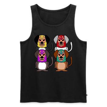 Lucha Libre Chien Chiens Luchador Lutte - Débardeur bio Premium Homme - noir - Devant - AI Model Male 178 light (178cm)