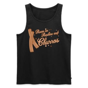 Churros Sunshine Churrería - Débardeur bio Premium Homme - noir - Devant - AI Model Male 178 light (178cm)