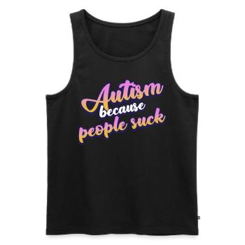 Blague autiste Autisme autiste - Débardeur bio Premium Homme - noir - Devant - AI Model Male 178 light (178cm)