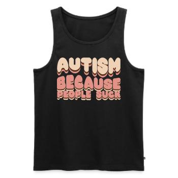 Autiste Autiste Blague Autisme - Débardeur bio Premium Homme - noir - Devant - AI Model Male 178 light (178cm)
