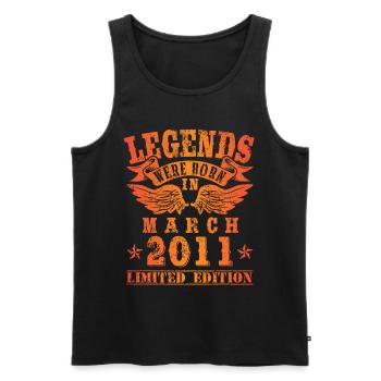 Legends were born in March 2011 birthday - Men's Premium Organic Tank Top - black - Front - AI Model Male 178 light (178cm)