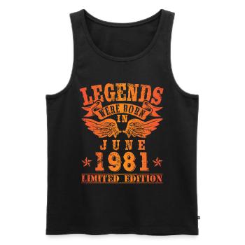 Les légendes sont nées en juin 1981 - Débardeur bio Premium Homme - noir - Devant - Michal (187cm)