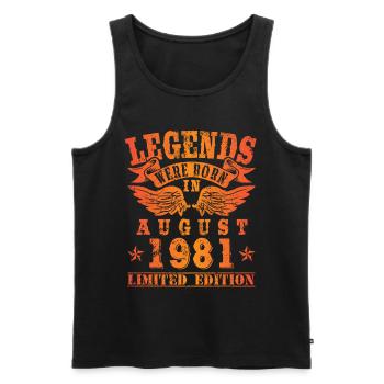 Les légendes sont nées en août 1981 - Débardeur bio Premium Homme - noir - Devant - Michal (187cm)