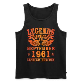 Legends were born in September 1961 Geburtstag - Männer Premium Bio Tank Top - Schwarz - Vorne - AI Model Male 178 light (178cm)