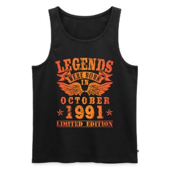 Les légendes sont nées en octobre 1991 - Débardeur bio Premium Homme - noir - Devant - AI Model Male 178 light (178cm)