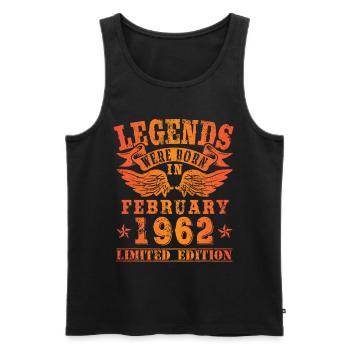 Les légendes sont nées en février 1962 - Débardeur bio Premium Homme - noir - Devant - AI Model Male 178 light (178cm)