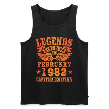 Les légendes sont nées en février 1982 - Débardeur bio Premium Homme - noir - Devant - AI Model Male 178 light (178cm)