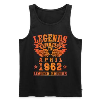 Les légendes sont nées en avril 1962 - Débardeur bio Premium Homme - noir - Devant - AI Model Male 178 light (178cm)
