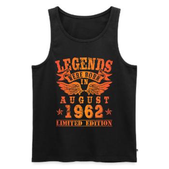 Les légendes sont nées en août 1962 - Débardeur bio Premium Homme - noir - Devant - AI Model Male 178 light (178cm)
