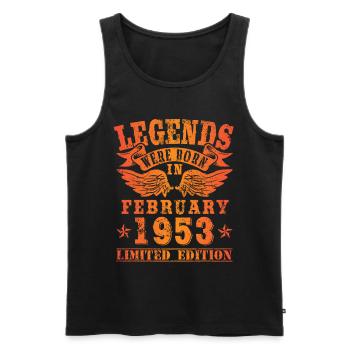Legends were born in February 1953 Birthday - Men's Premium Organic Tank Top - black - Front - Michal (187cm)