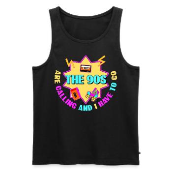 90s Joke Retro 1990 Disco - Männer Premium Bio Tank Top - Schwarz - Vorne - AI Model Male 178 light (178cm)