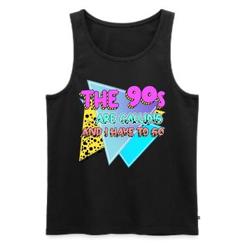 90s Retro Joke 1990 Disco - Männer Premium Bio Tank Top - Schwarz - Vorne - AI Model Male 178 light (178cm)