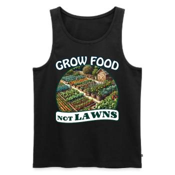 Cultiver de la nourriture, pas des pelouses, de la permaculture, de la forêt nourricière - Débardeur bio Premium Homme - noir - Devant - AI Model Male 178 light (178cm)