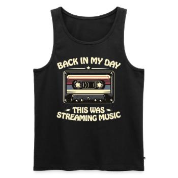 Rétro des années 80 des années 90 cassette de retour dans ma nostalgie de jour - Débardeur bio Premium Homme - noir - Devant - AI Model Male 178 light (178cm)