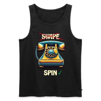 Retro Vintage Rotary Phone Vibrant Color - Men's Premium Organic Tank Top - black - Front - Michal (187cm)