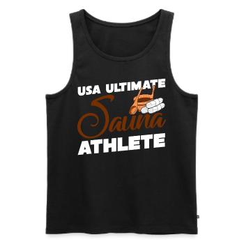 Sauna USA Saunas bien-être - Débardeur bio Premium Homme - noir - Devant - AI Model Male 178 light (178cm)