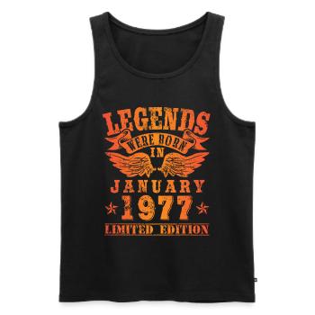 Legends were born in January 1977 Birthday - Men's Premium Organic Tank Top - black - Front - Michal (187cm)