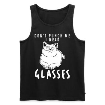 Cat Glasses Spectacles Opticals - Men's Premium Organic Tank Top - black - Front - AI Model Male 178 light (178cm)