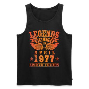 Legends were born in April 1977 Birthday - Men's Premium Organic Tank Top - black - Front - Michal (187cm)