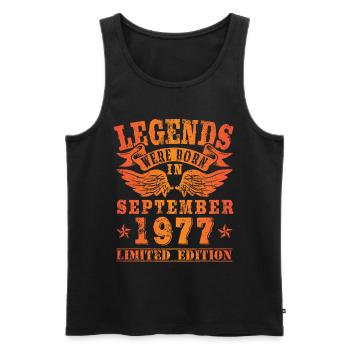 Legends were born in September 1977 Birthday - Men's Premium Organic Tank Top - black - Front - Michal (187cm)