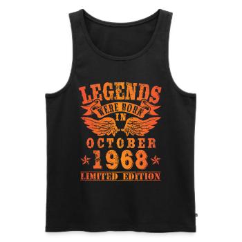Legends sont nés en Octobre 1968 Anniversaire - Débardeur bio Premium Homme - noir - Devant - AI Model Male 178 light (178cm)