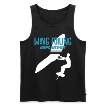 Wing Foiling Wing Surfing Winging - Men's Premium Organic Tank Top - black - Front - AI Model Male 178 light (178cm)
