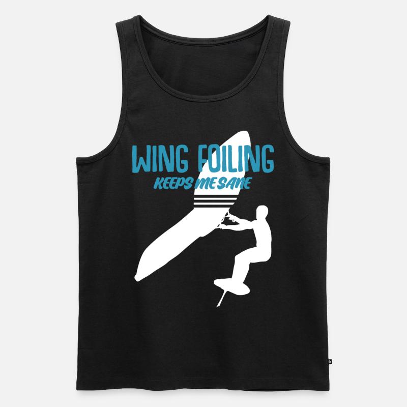 Wing Foiling Wing Surfing Winging - Männer Premium Bio Tank Top - Schwarz