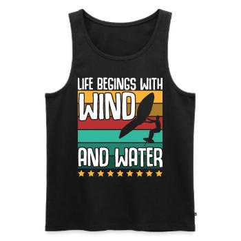 Wing Foiling Winging Foilboard - Männer Premium Bio Tank Top - Schwarz - Vorne - AI Model Male 178 light (178cm)