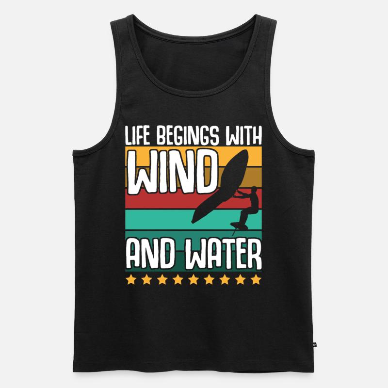 Wing Foiling Winging Foilboard - Men's Premium Organic Tank Top - black