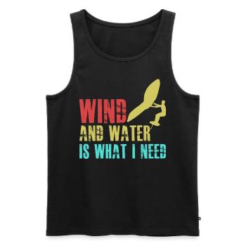 Winging Foilboard Wing Foiling - Männer Premium Bio Tank Top - Schwarz - Vorne - AI Model Male 178 light (178cm)